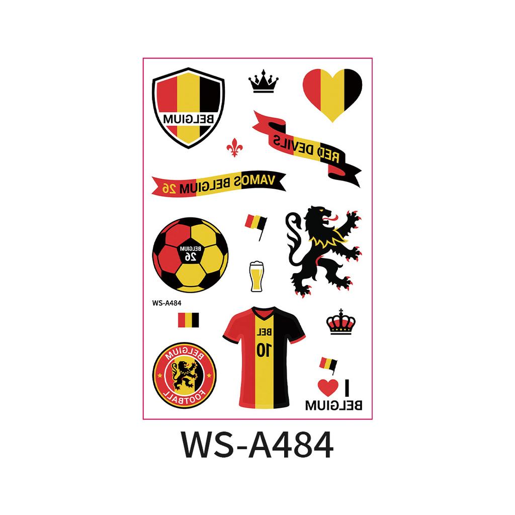 World Cup Argentina Belgium Fans Flag Face Sticker Waterproof Competition Game Tattoo Sticker