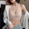 Lace bra Thin comfortable triangle cup with double breasts Hollow heart machine showing chest small breathable underwear