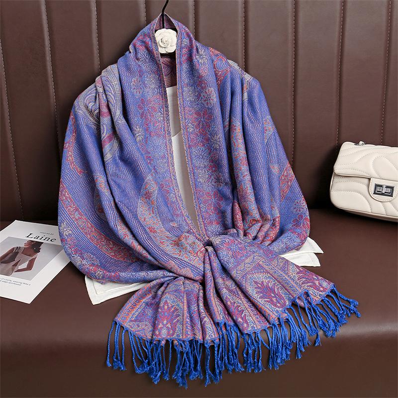 Women Paisley Scarf Cashmere Feeling Pashmina Shawls Tassel Hijab Head Wraps Femme Winter Scarves Foulard Bufanda