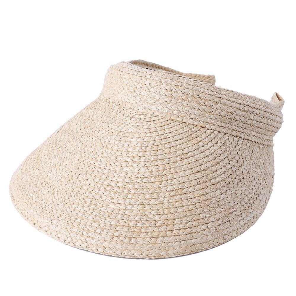 European and American Summer Roofless Raffia Empty Top Hat Sunshade Beach Hat Headband Sun Hat Casual Versatile Trend