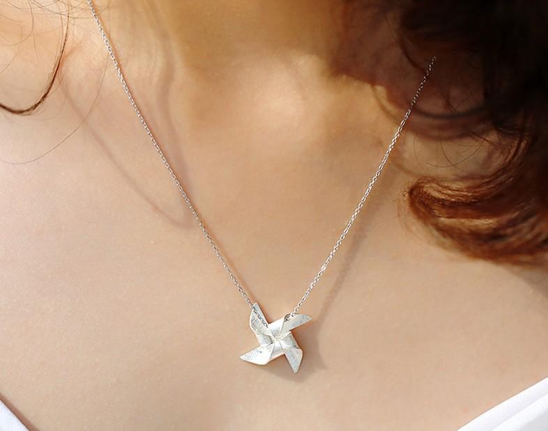 REETI Korean 925 Silver Jewelry Windmill Choker Necklaces for Women Wedding Girls Statement Jewelry Kolye