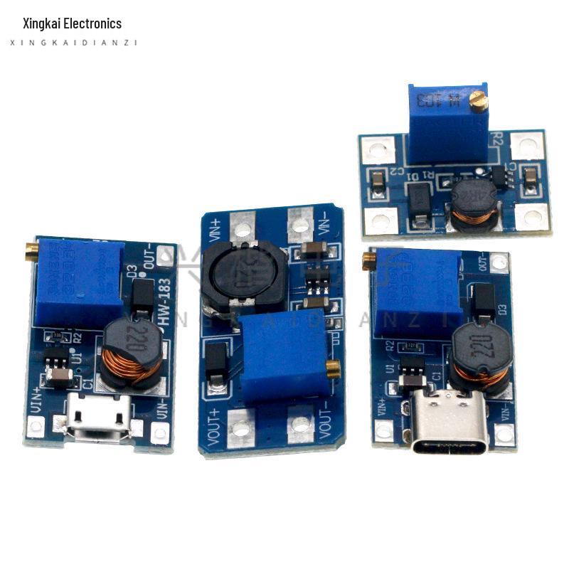 MT3608 Adjustable DC-DC Boost Module: 2A Step-up Board, Input 3V/5V, Output 5V/9V/12V/24V