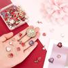 PH PandaHall 90pcs Enamel Heart Pendants, 15 Styles Rose Flower Charms Keys and Locks Pendants Sweet Heart Charms Jewelry Making Pendants for