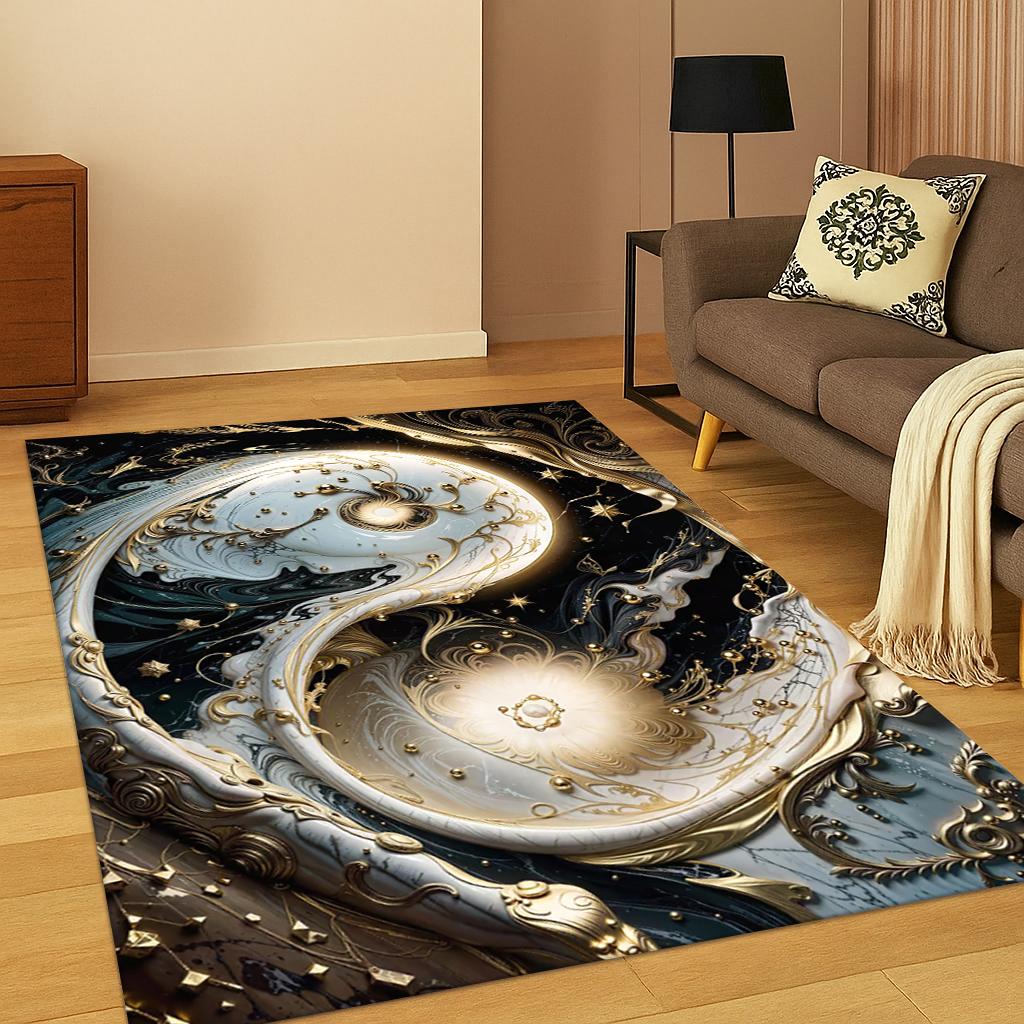 

3D Taiji Yin Yang dragon Carpet Rug for Living Room Sofa Home Bedroom Doormat Kitchen Decor,Playroom Non-slip Area Rug Mat 40x60cm