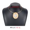 Tooxika Patchwork Oval Mirror Necklace Metal Colour Blocking Pendant Necklace Collar