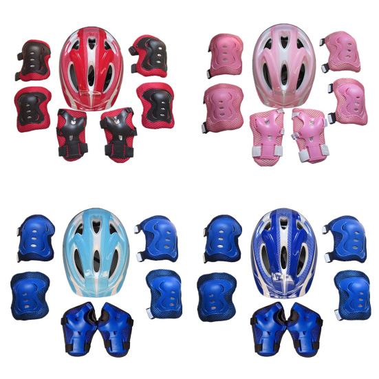 Kids Children Roller Skates Bike Safety Helmet Knee Elbow Wrist Guard Pad Set