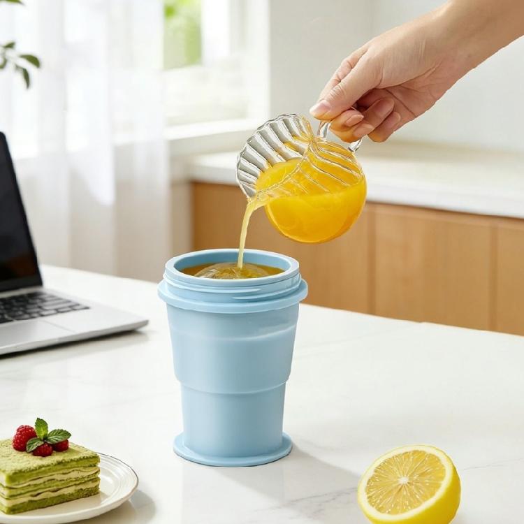 Food Grade Silicone Ice Ball Mold With Foldable Cup And Straw For Drink Multifunctional Folding Drinking Cup