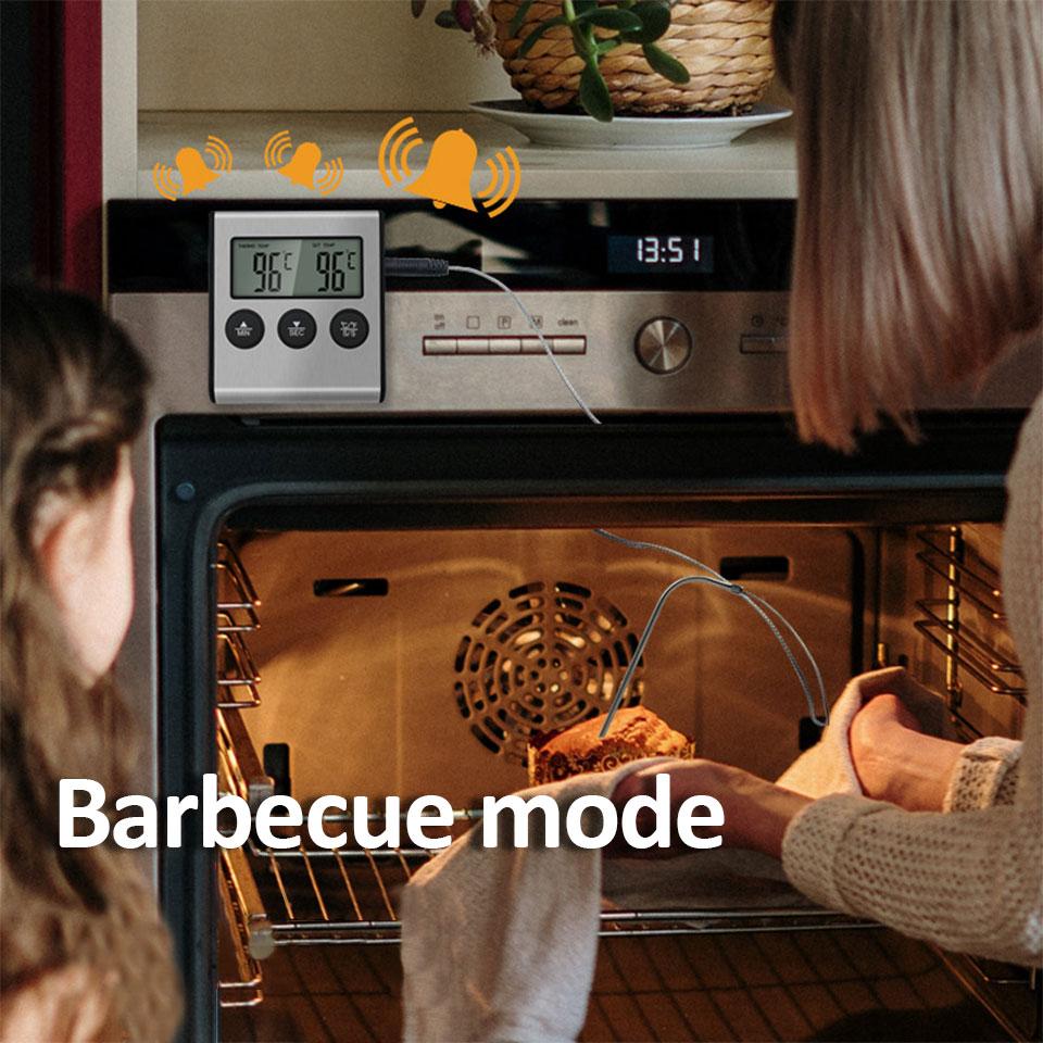 Digitale Kochthermometer für Küche, BBQ, Ofen, Fleisch, Grill, Timer-Funktion, Wärmemessgerät, Heimbacken, Haushaltskoch-Temperaturanzeige mit Sonde