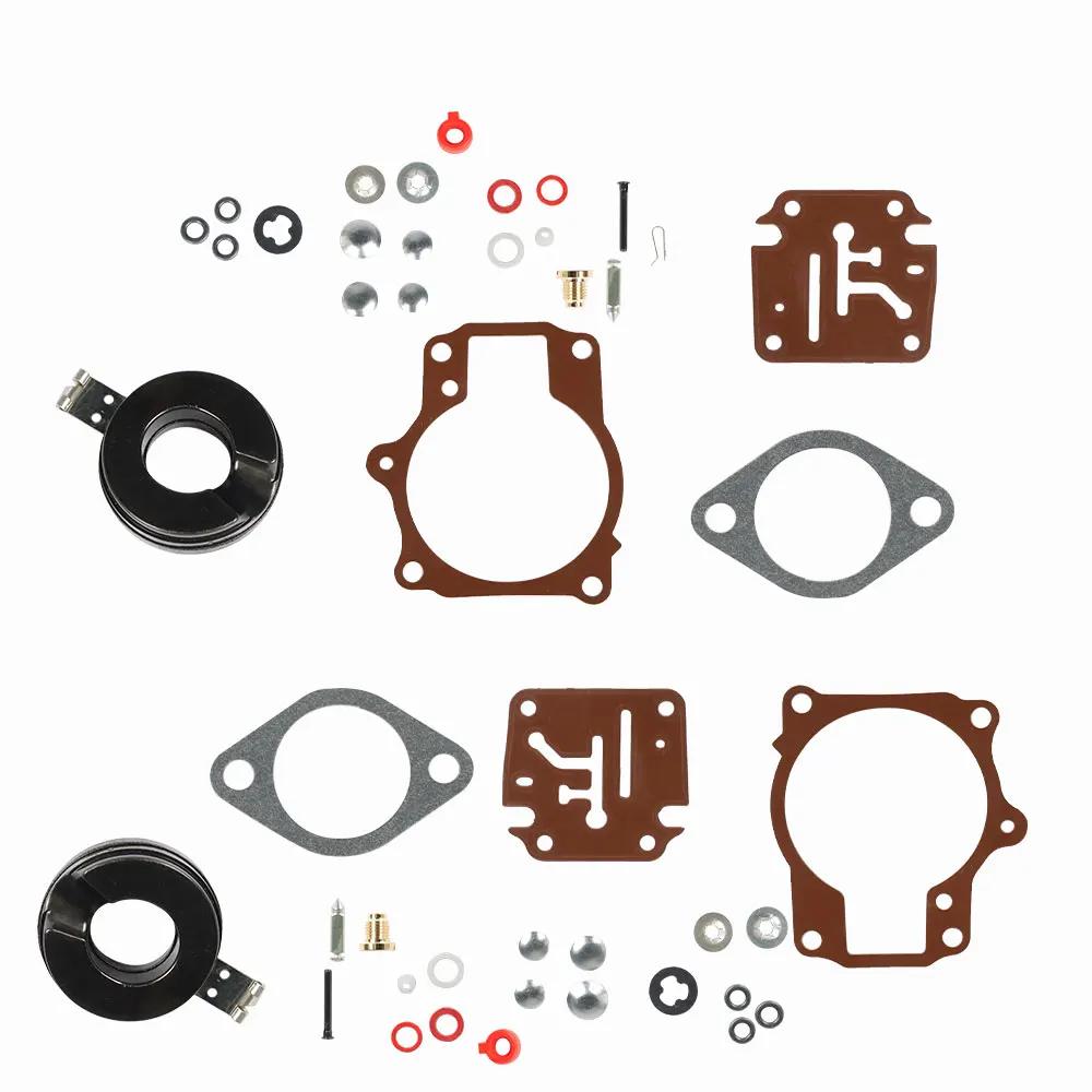 Set of 2 Carburetor Carb Rebuild Kit W Float For Johnson Evinrude 50 55 60 HP