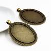 5pcs 30x40mm Inner Size Antique Silver Plated and Bronze and Black Cabochon Base Setting Charms Pendant
