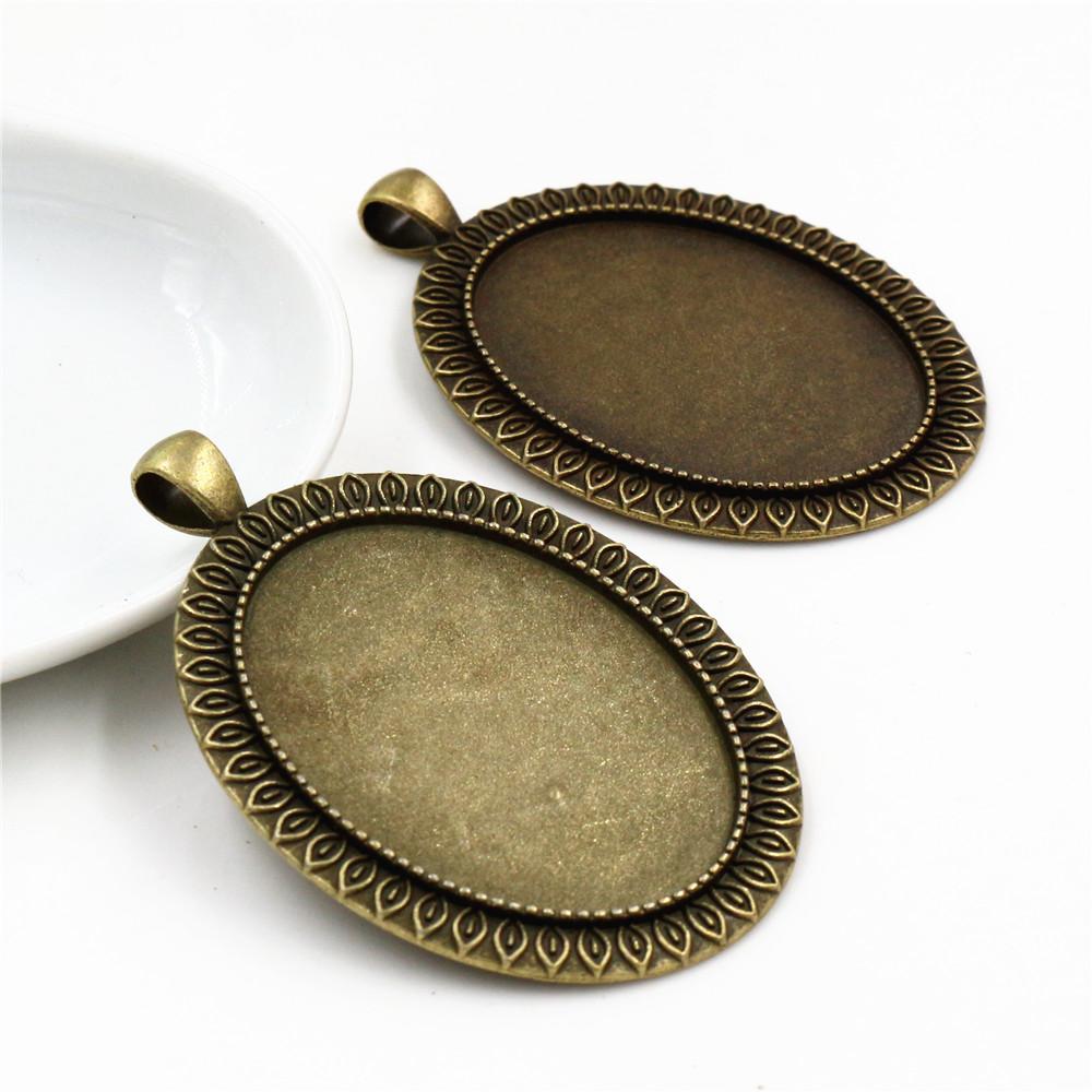 5pcs 30x40mm Inner Size Antique Silver Plated and Bronze and Black Cabochon Base Setting Charms Pendant