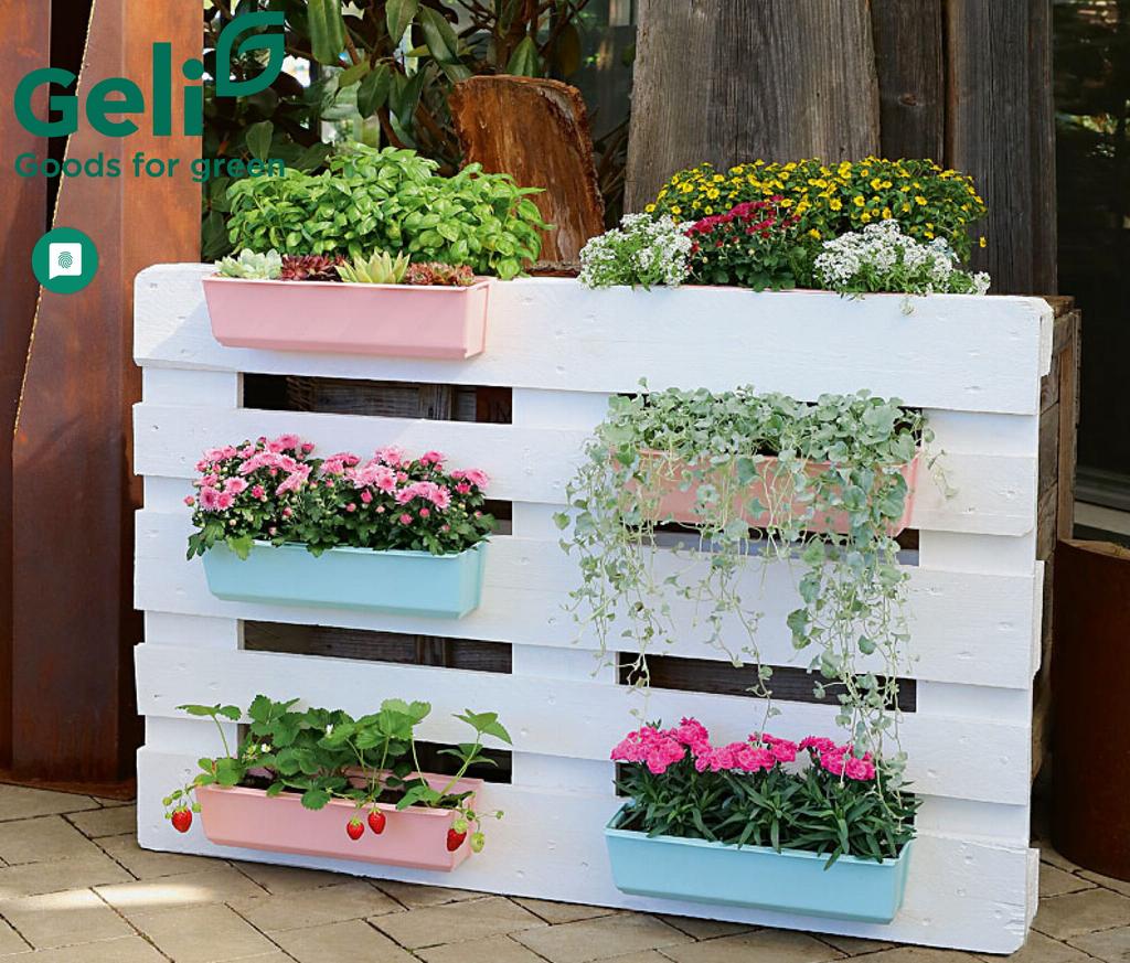 Flowerpot + brackets for mounting on a pallet or fence Easy 37x10x10cm anthracite