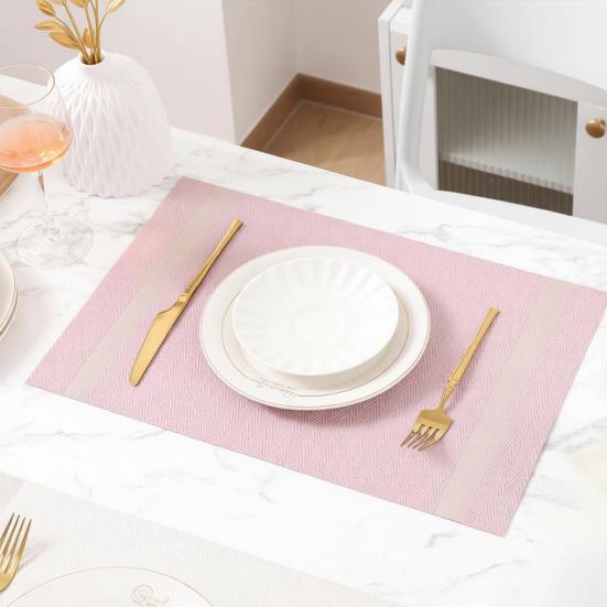 Placemats Heat Resistant Place mats for Dining Table, Washable Non-Slip PVC Place Mats for Party Kitchen Dining Decor