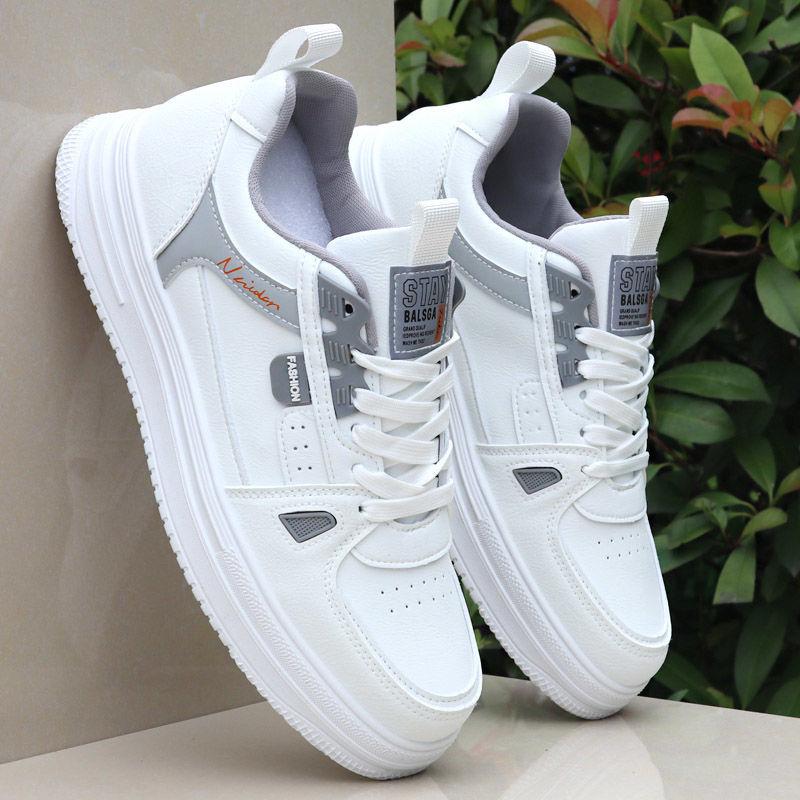 Leather Soft-soled Student Shoes Spring Men's Breathable and Deodorant White Casual Board Shoes Soft-soled Wear-resistant Sports Shoes