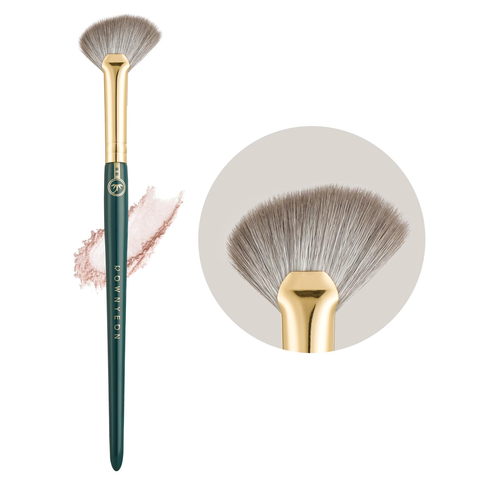 

ROWNYEON Highlighting Midorihime Fiber Gentle on the Easy to Makeup DQ304 Brush, Fan-Shaped, Series, Ultra-Soft Bristles, Skin, Carry, Brush,
