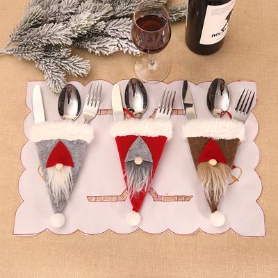 3/1pcs Gnome Christmas Cutlery Holder Santa Faceless Plush Elf Knife Fork Pocket Bag Rudolph Tableware Set New Year Dinner Decor