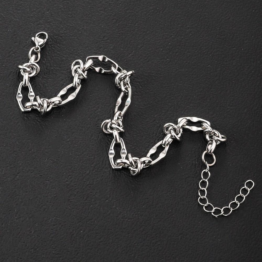 Wasserdichtes Armband aus Edelstahl für Damen Herren Unregelmäßige Kettenglieder mit Knoten Verstellbare Verlängerungskette Trendiger Schmuck