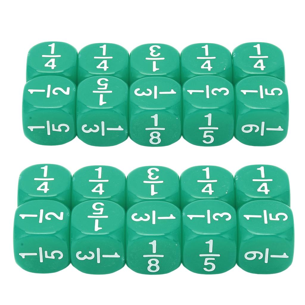 20Pcs Fraction Dice Class Set Plastic 6 Sided Multi Faceted Table Game Accessories for Kids Math Practice
