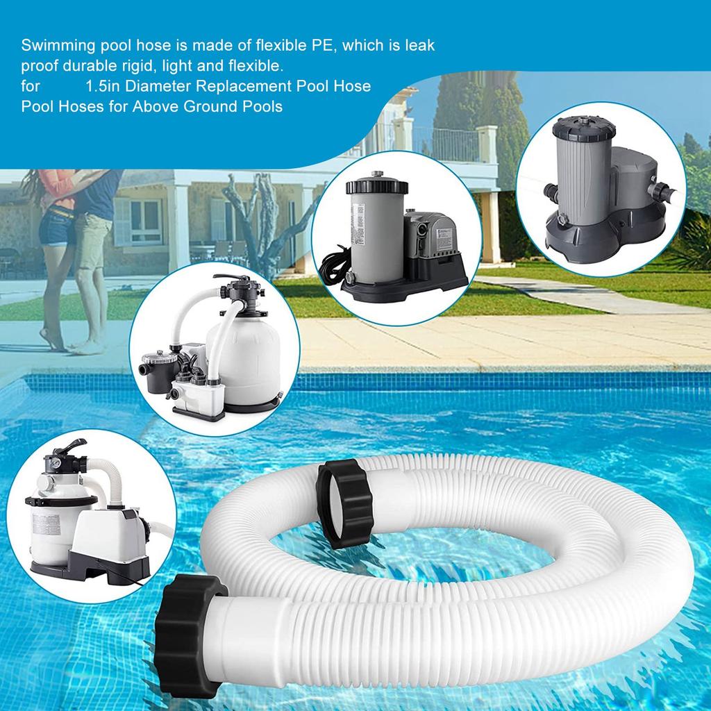 Furtun de schimb pentru pompă de piscină pentru furtun de piscină cu diametrul de 1,5 inci pentru piscine supraterane alb