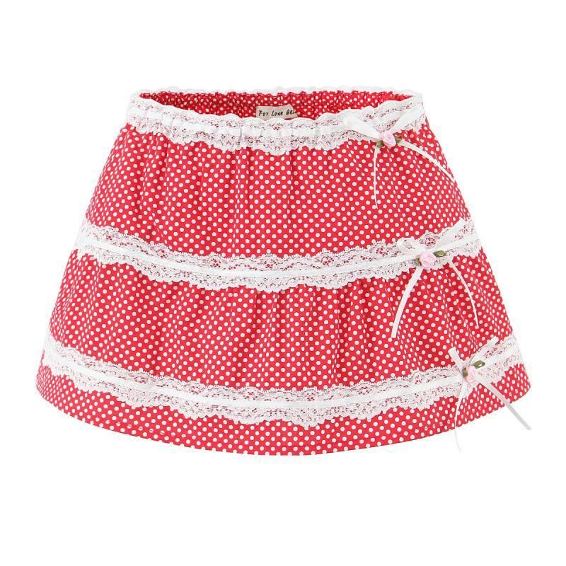 2026 Retro American-European Style Blue Polka Dot Polo Lace Half Skirt Set Medium