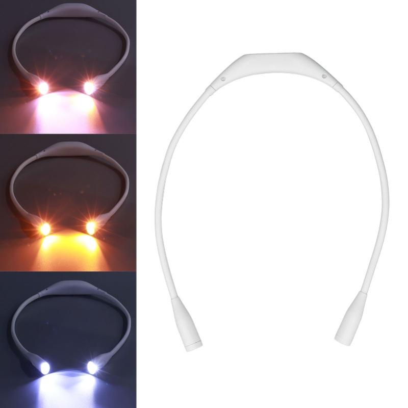 Neck Light USB Rechargeable 3 Brightness Levels 360° Flexible LED Neck Reading Lamp For Running RepairingWhite