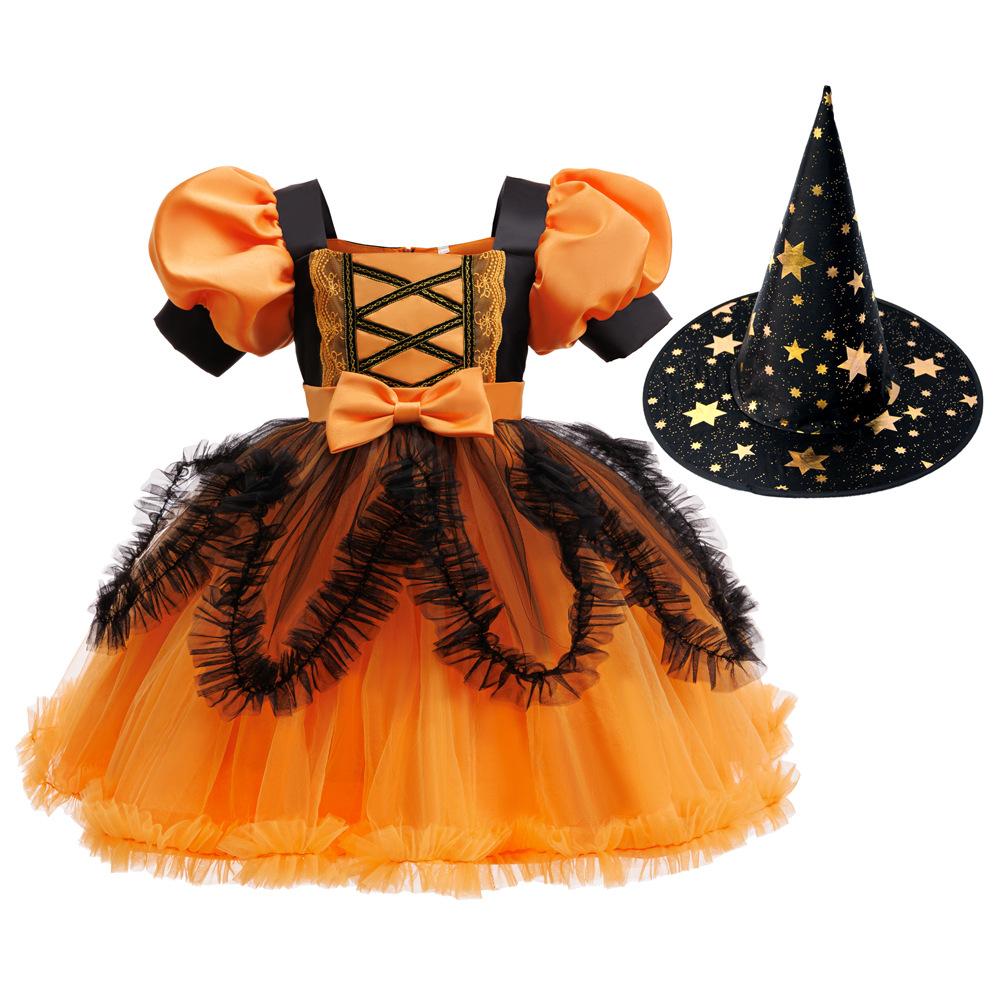 Halloween Children Pumpkin Costume Girls Witch Cosplay Party Performance Costume 8629  Little Girl's Favourite Dress Dresses