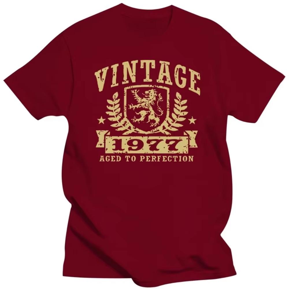 Funny Vintage 1977 Tshirt Men Short Sleeves 43 Years Old T-shirt 43rd Birthday Gift Slim Fit Pure Cotton Tee shirt Merchandise