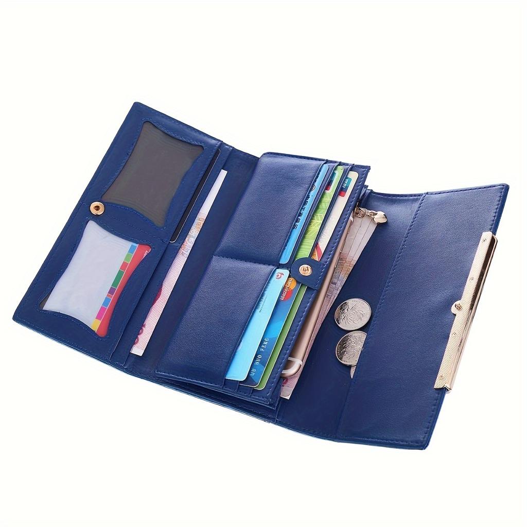 Fashion Women Long Wallet Faux Leather Solid Color Multi-card Slots Card Holder Purse