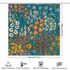 Bright Floral Printed Shower Curtain Waterproof Fabric Decorative Home Bathroom Accessory Modern Blue Orange Flower Design (210X