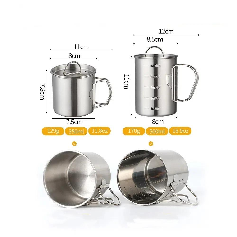 350/500ml Campingbecher mit Deckel Wasserbecher Outdoor Camping Kaffeetasse Für Wandern Reisen