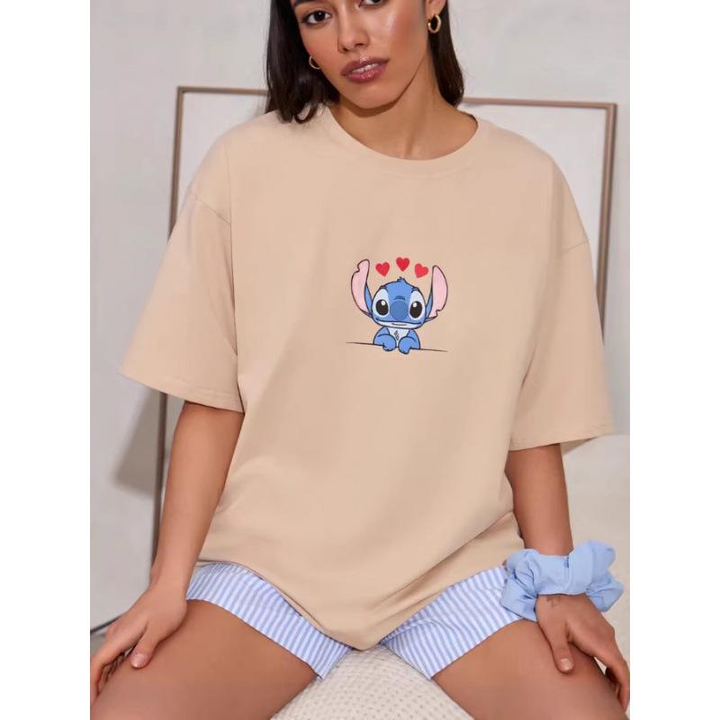 100% cotton American short-sleeved T-shirt women s bottoming shirt loose top ozon S