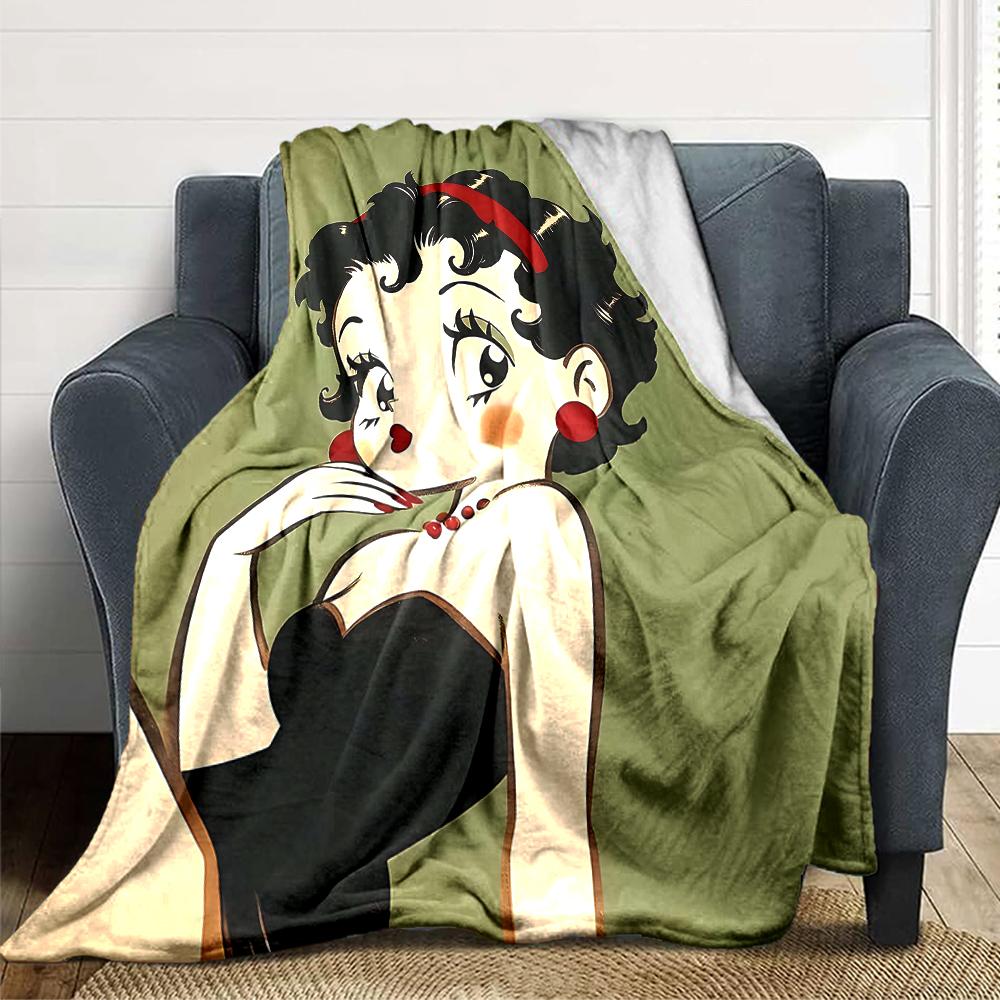 1Pc Betty Boop Dress Blanket For Couch Bed Plush Cozy Fuzzy Blanket Super Soft Warm Blankets For Fall And Winter 09186