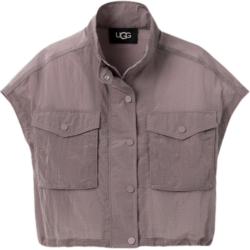 UGG Solid Color Chest Pocket Sleeveless Short Vest Women Vests Sweet-Plum 1167380-SGRP