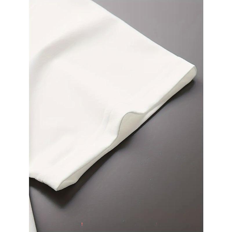 European sizes Men'S T-shirt with Russian Name Slogan Pattern Pure, Short Sleeved, White Loose Fit, Comfortable Micro Elastic Crew Neck