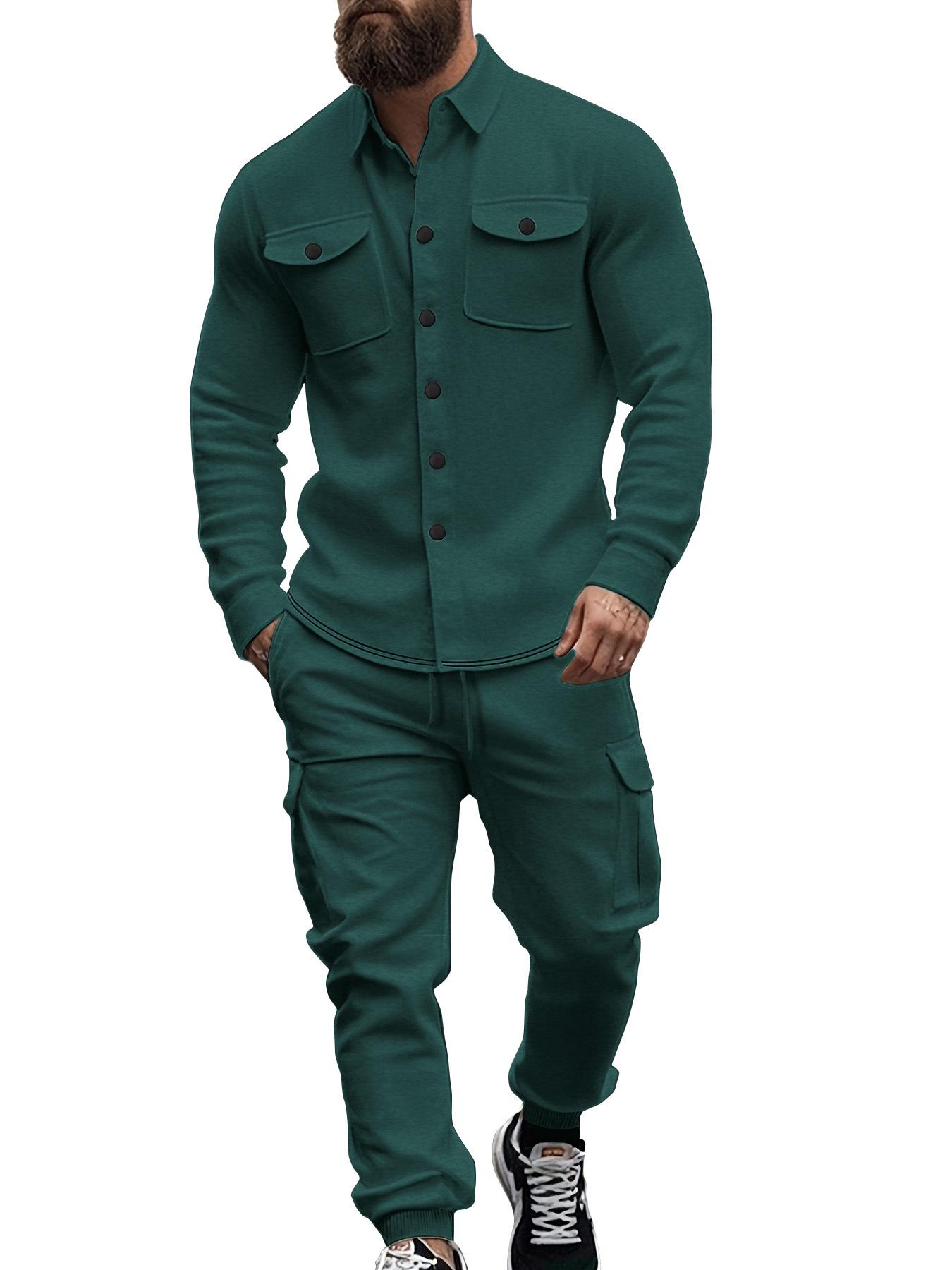 

Cross-Border Men s Fleece-Lined Hoodie and Workwear Jacket Set for Outdoor Hunting Medium (M) бірюзовий