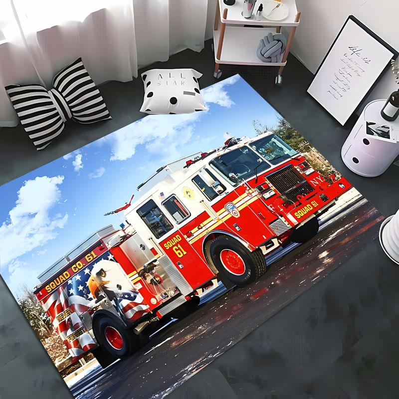 3D Printed Fire Engine Whistle Carpet, Living Room Bedroom Mat Children's Room Soft and Comfortable Anti-slip Rug Christmas Gift