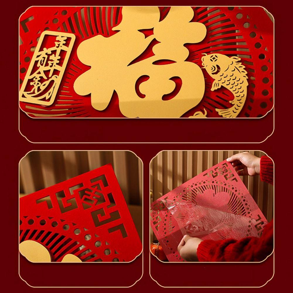 Self-adhesive Fu Character Door Stickers Traditional Lucky Wall Sticker  Holiday Festival
