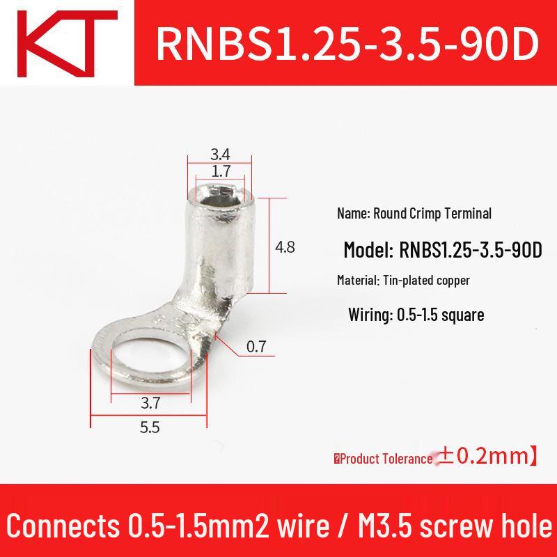 RNB1.25-90D Copper L-Shaped 90° Elbow Cold-Pressed Terminal Connector