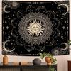 ARTCREATOR Sun and Moon Tapestry, Black Golden Mandala Tapestries Astrology Space Wall Hanging Boho Hippie Decor for Bedroom, Living Room, Ceiling