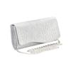 Women Fold Glitter Handbag Shiny Envelope Evening Bag Ladies Pleated Silver Clutch Chain Wedding Party Mini Long Purse