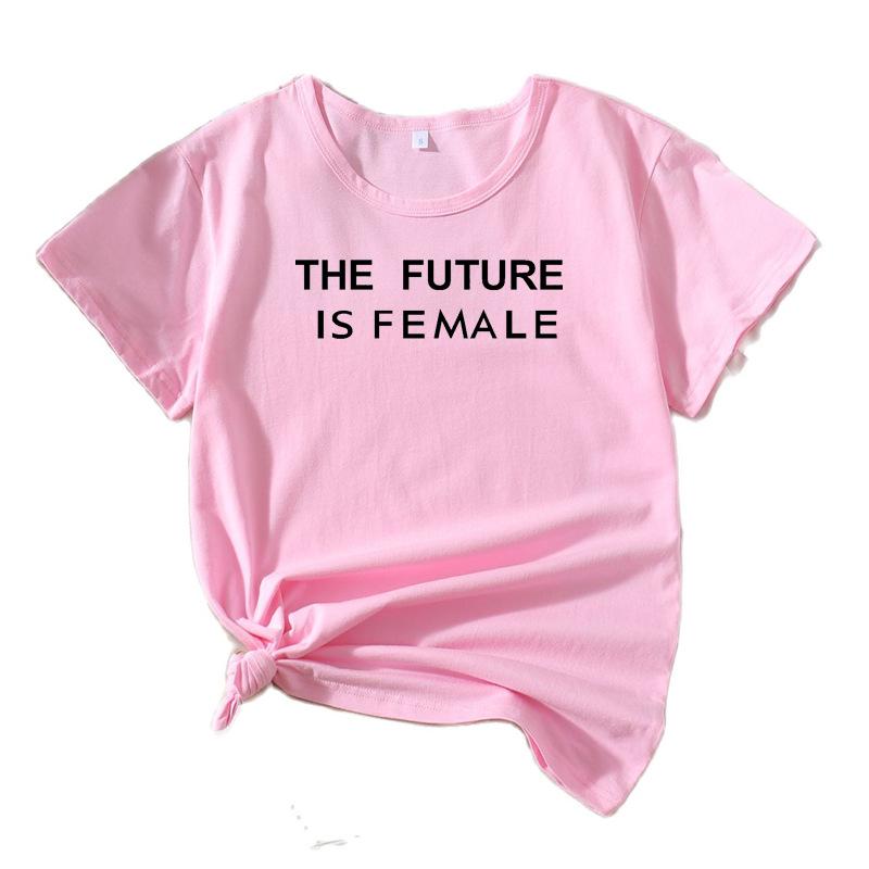 THE FUTURE Summer European and American Style Letter Graphic Round Neck Short Sleeve T-shirt