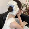 Korean Version, Oversized, Blue Striped Headband, High-end Feel, Ballet Style, Satin Headband with Meatballs, Versatile Headband