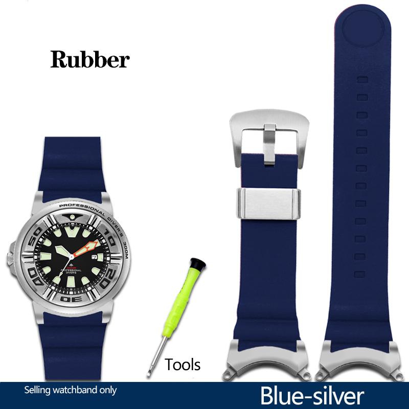 New Rubber Watchband For Citizen BJ8050 BJ8050-08E Stainless Steel Lug Little/Small Monster Modified Silicone Watch Band Strap