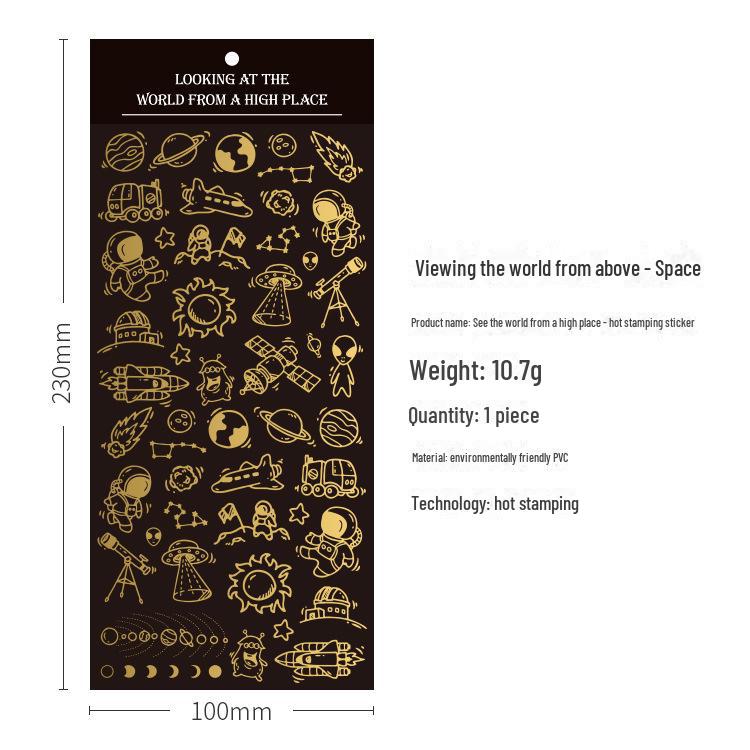 World View Hot Stamping PVC Decorative Stickers for Diary Notebooks