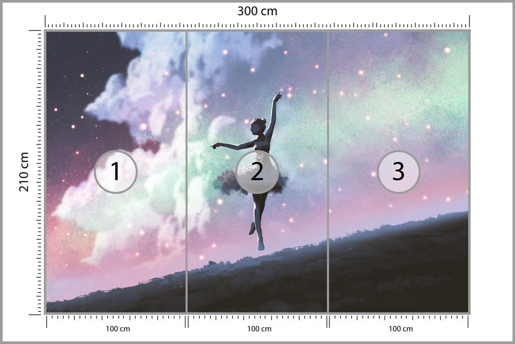 Photomural Ballerina Dancing On The Background Of The Night Sky Washable Fleece 300x210