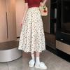 Niche Floral A-shaped Skirt Women's Summer Large Size Loose and Thin Hip Umbrella Skirt Floral Print Tiered Midi Skirt Elastic Waistband Casual Skirt