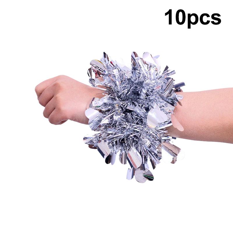 10 Stück Buntes Lametta Armband Elastisches Band Erwachsene Kinder Universal Tanzaufführung Requisite Cheerleading Team Lametta Armband