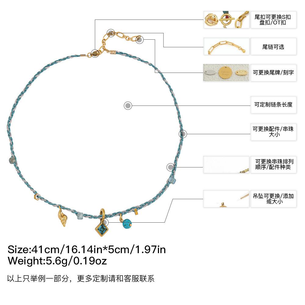 GEMCHIC Women s Bohemian Braided Necklace with Turquoise and Geometric Pendant, Blue Rope Chain for Summer Vacation