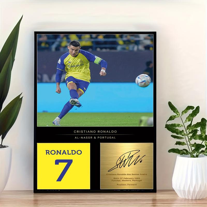 Cristiano Ronaldo Framed Canvas Art: Dynamic Football Design for Bedroom or Living Room