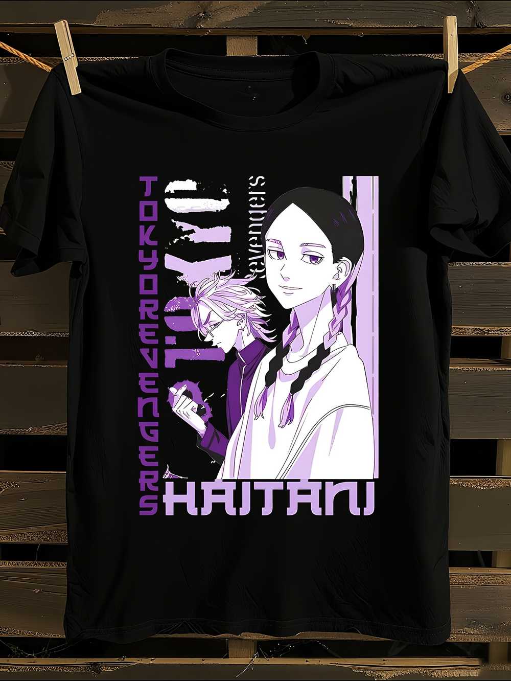 Унисекс Черная Японская Аниме Токийские Мстители Хайтани Графическая Футболка M
